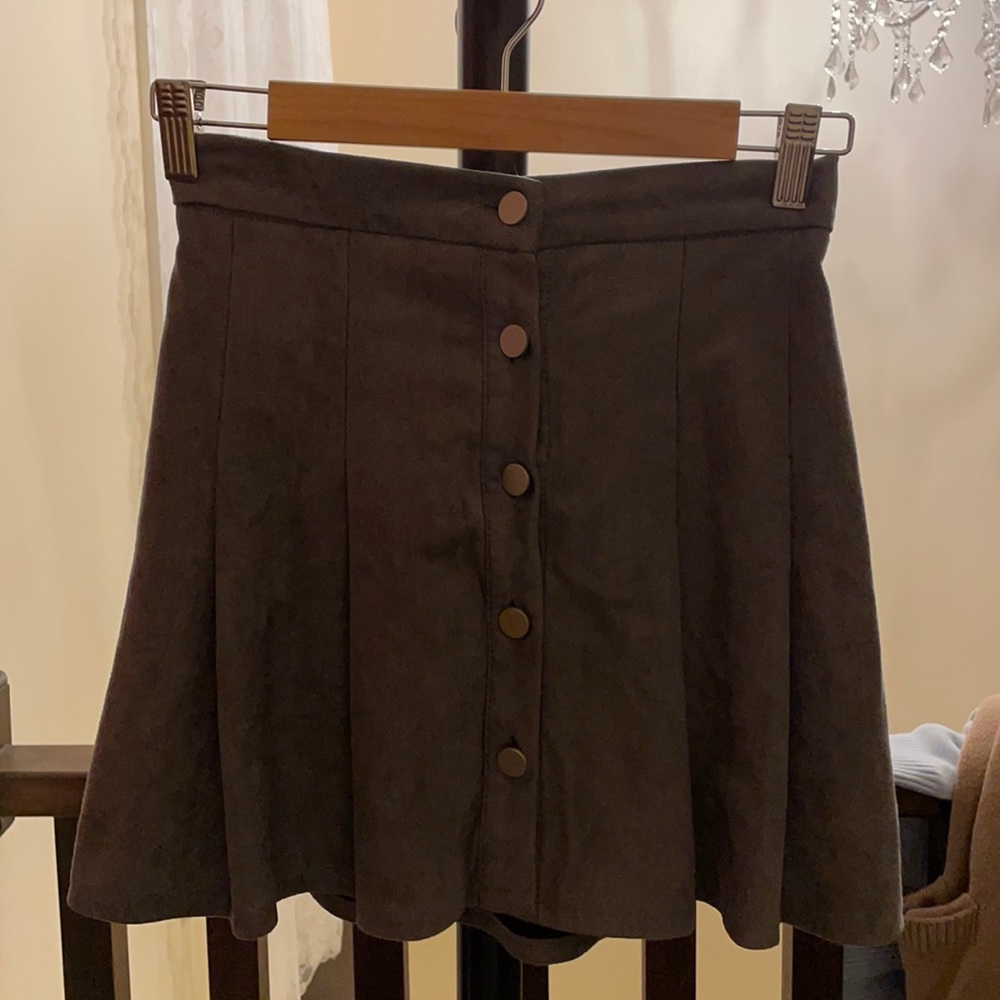 Grey Suede Skirt